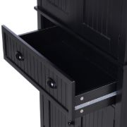 Kity Kitchen Pantry Cabinet – Natural Wood with Dark Modern Finish