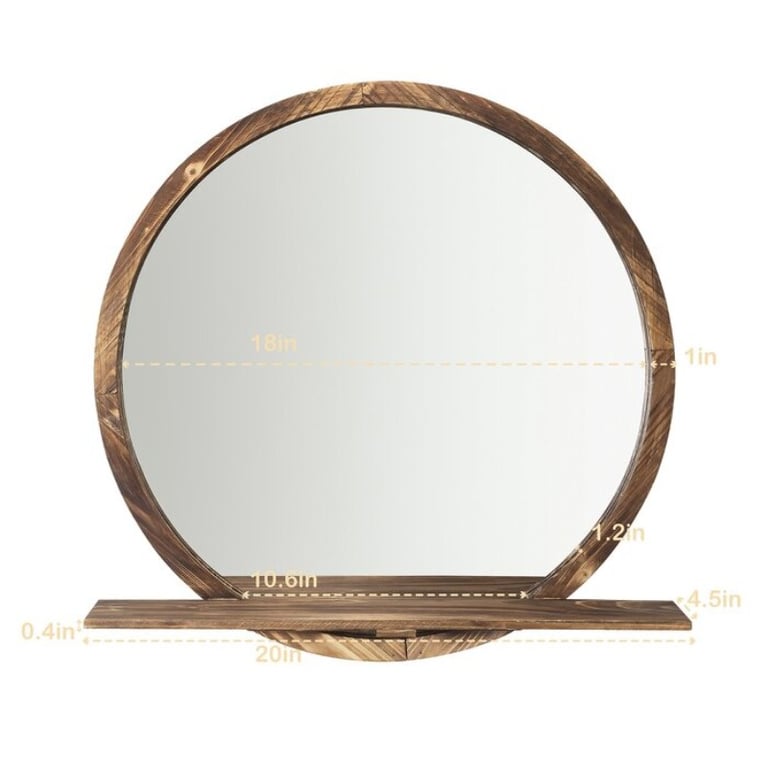 Picture of Keku Natural wood Round Mirror - Mounted