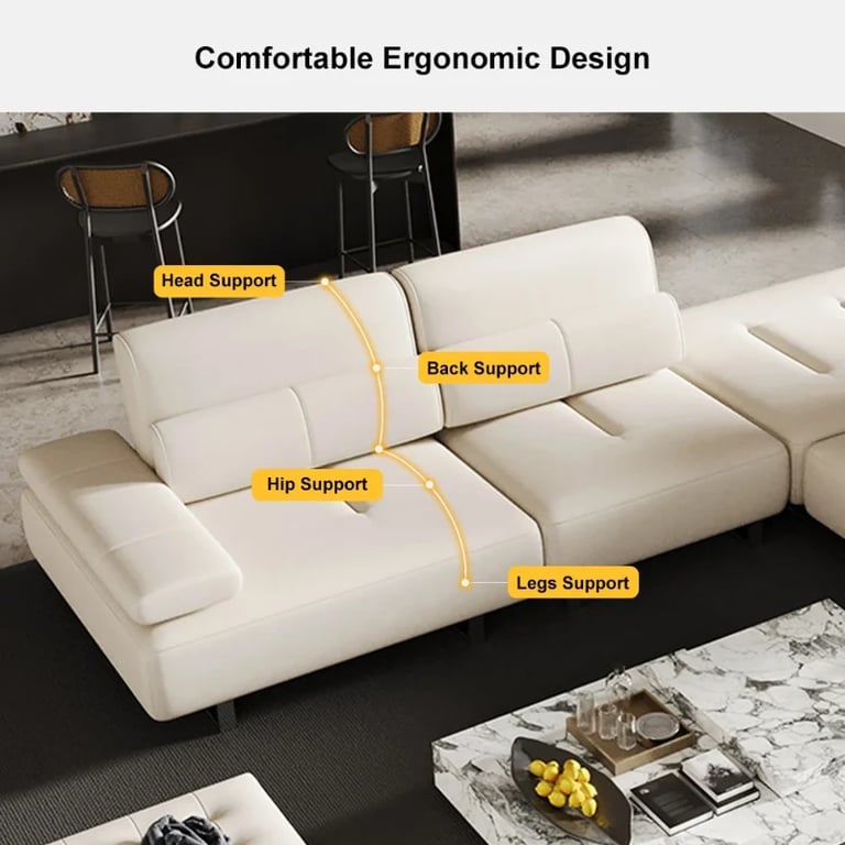 Picture of Segal Natural Wood Lounge Sofa – Flexible Leather Seating