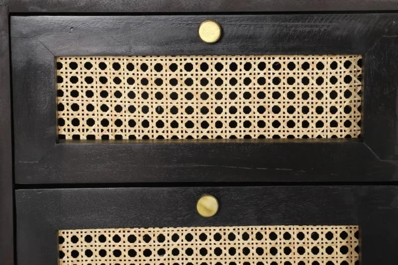 Kavira – Natural wood & Rattan 2-Drawer Bedside Table