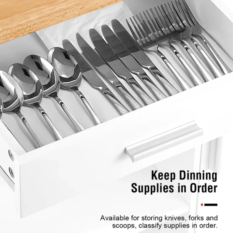 Yonn Rolling Kitchen Island with Solid Wood Top