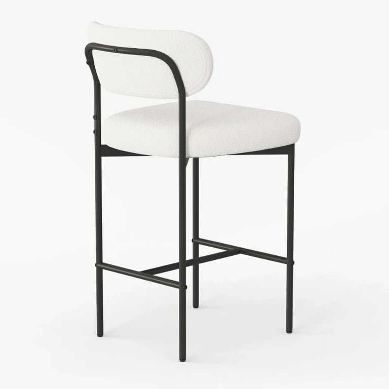 Vellor Upholstered Counter Stool – Black Frame