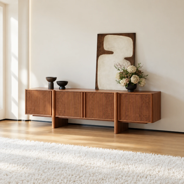 Orvexa Natural Wood TV Unit – Minimalist Design