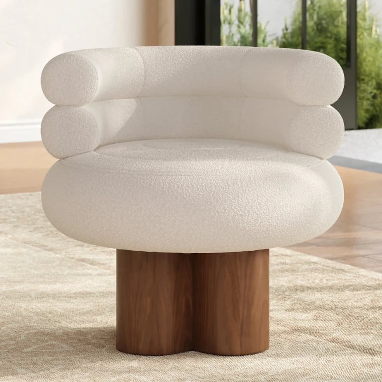 صورة پولا  كرسي لاونج دائري – بثلاث مساند ظهر وقاعدة من الخشب الطبيعي