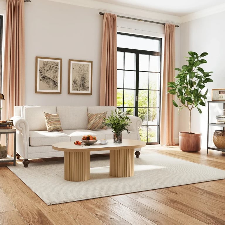 Aurelia – Coffee Table with Fluted Legs – Natural Wood