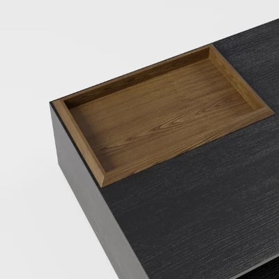 صورة سيلا طاولة قهوة عصرية وخشب طبيعي مع مساحة تخزين