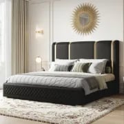 Picture of Aurelia Luxe Upholstered Bed – Black & Gold