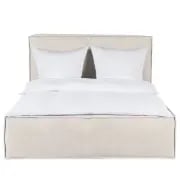 صورة نارا – هيكل سرير خشب طبيعي منجّد بقماش الكتان الطبيعي