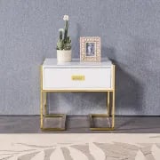 Picture of Jocise Modern White Side Table - One drawer