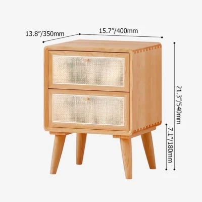 صورة كاتيلو طاولة غرفة نوم راتان مع خشب طبيعي - 2 درج