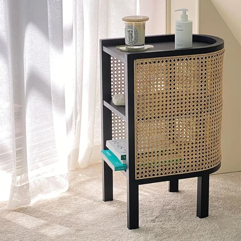 Picture of Klay Rattan Nightstand with natural wood