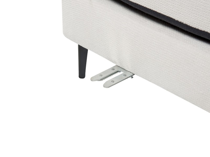 صورة مالڤينا كنبة قماشية على شكل حرف الـ – زاوية جانبية وقاعدة من الخشب الطبيعي