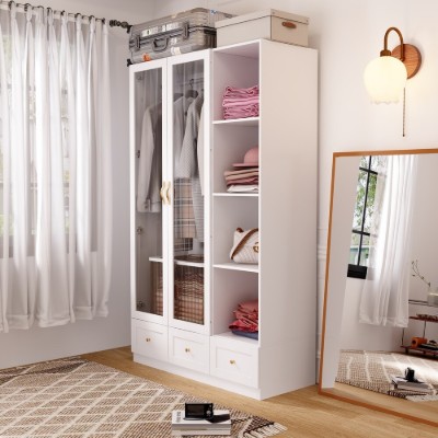 Picture of Glassy Multi-unit and multi-use wardrobe natural wood