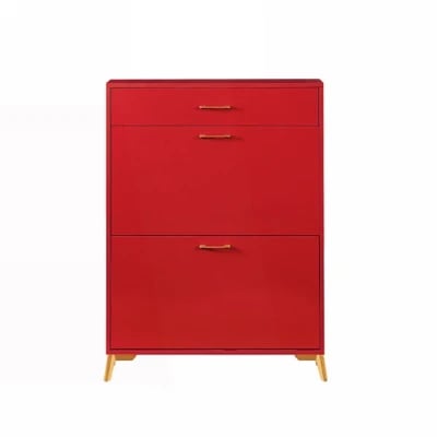 Rogelle – Modern Flip-Down Natural Wood Shoe Cabinet