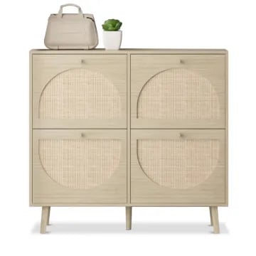 Picture of Orbital Shoe Storage - Natural wood with Rattan