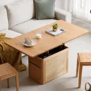 Picture of Perla Coffee Table – Natural Wood & Rattan with Storage Drawers