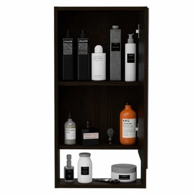 Modesto Modern Minimal Mirrored Medicine Cabinet with Open Shelf & 2 Interior Shelves