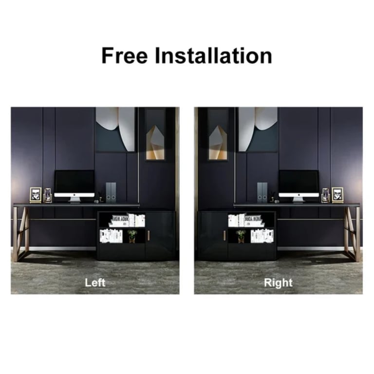 Picture of Verso – L-Shaped Natural Wood Computer Desk with Side Cabinet