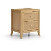 Rhea Natural woos & Rattan - Nightstand with 2 Drawers
