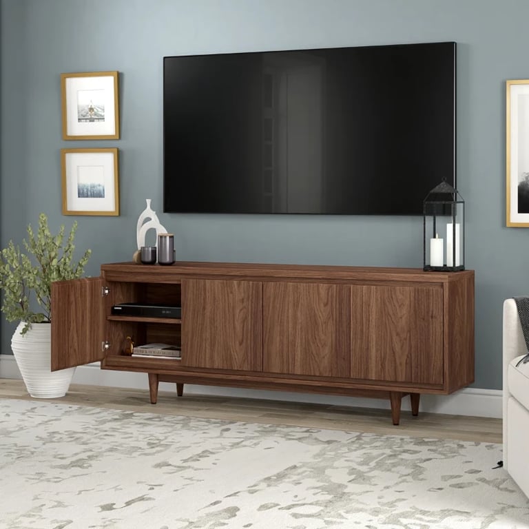 Picture of Olsen Natural Wood TV Unit – Four Doors & Tapered Legs