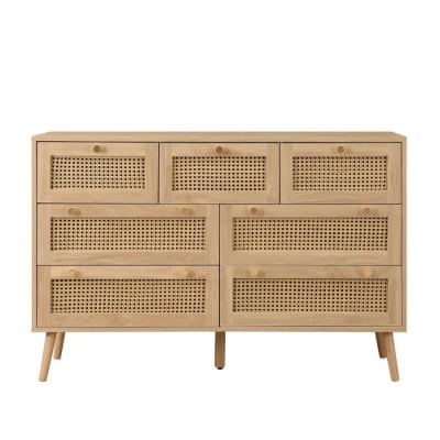 Avenya – Natural Rattan & Wood 6-Drawer Chest