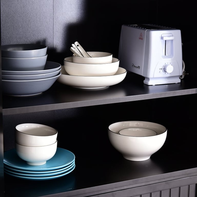 Kity Kitchen Pantry Cabinet – Natural Wood with Dark Modern Finish