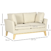Arvella – 2-Seater Sofa with Elegant Fabric & Natural Wood Frame
