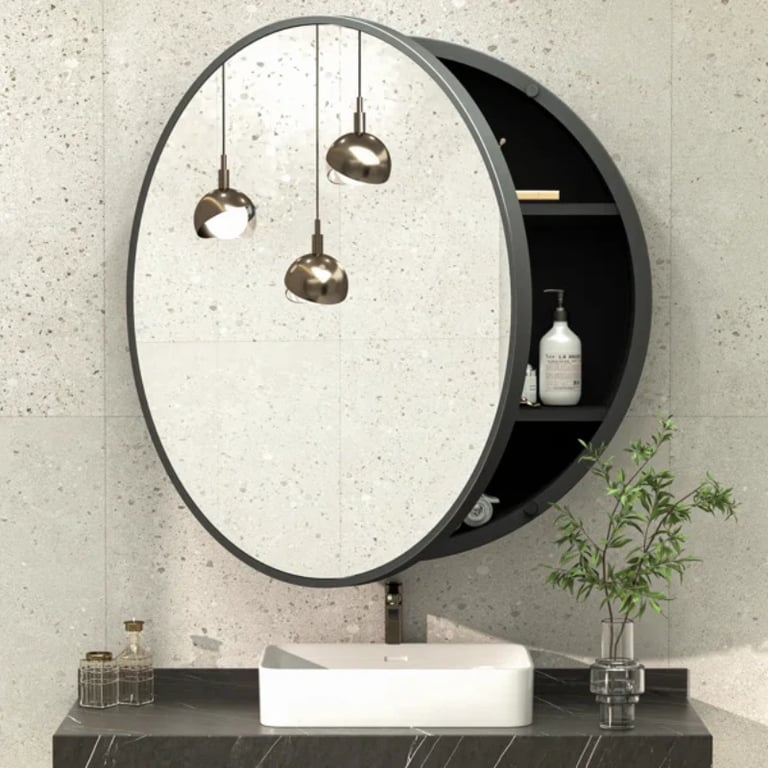 Picture of Streamlined round medicine cabinet Majiro