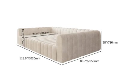 صورة لوريا كنبة ركنية متغيرة –  ٦مقاعد بقاعدة من الخشب الطبيعي