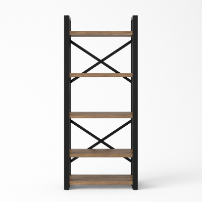 صورة نارني وحدة رفوف خشبية بإطار معدني | 4 أرفف