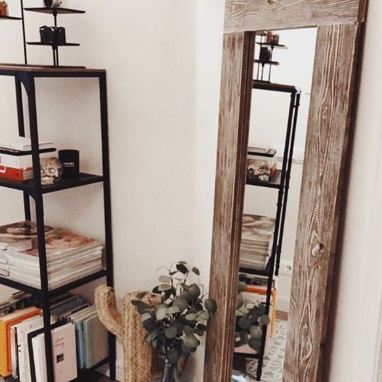 صورة هيلينا مرآة حائط من الخشب الطبيعي