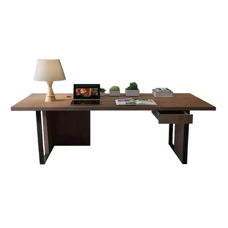Picture of Remi – Natural Wood Writing Desk with Metal Sled Base