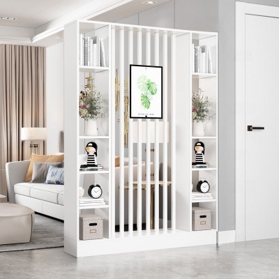 Merin – Natural Wood Room Divider with Shelves on Both Sides