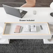 Picture of Henzie – Natural Wood Desk with Shelves & Drawer