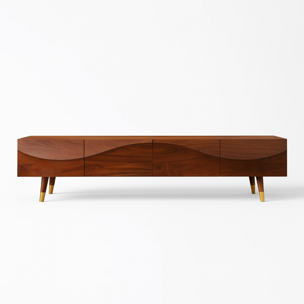 Picture of Auric Classic Natural Wood TV Stand – 4 Drawers & Open Shelves