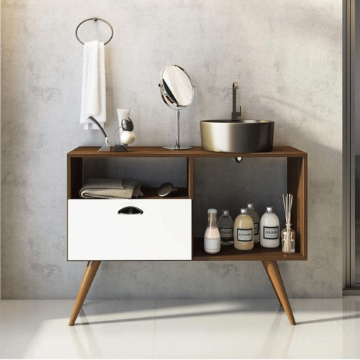 Varino – Natural Wood Sink Console with Open Storage