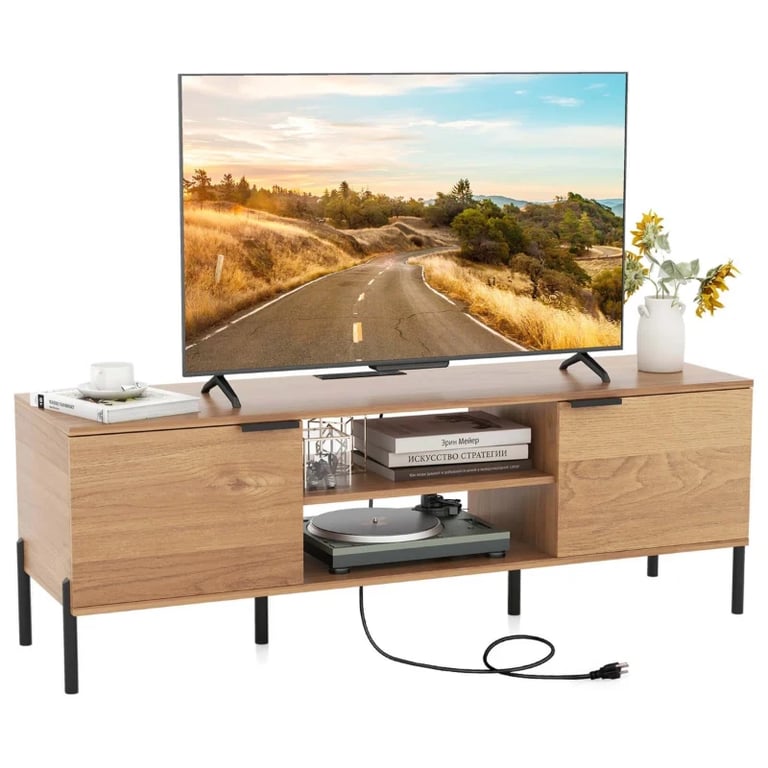Picture of Nori Natural Wood TV Unit – Dual Cabinets