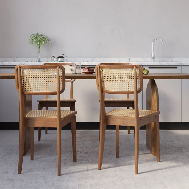 Picture of Lyna Handwoven Cane & Wood Chair – Classic Natural Elegance