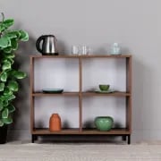 Lauro – Natural Wood Display Shelf with Compact 6-Cube Design