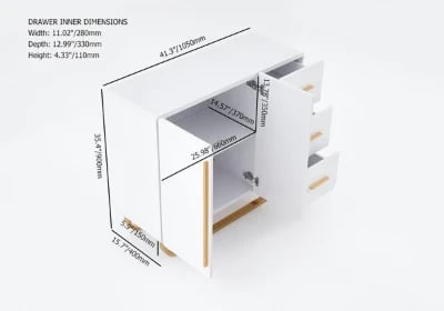 صورة بوفيه ابيض خشب طبيعي مع أدراج و أرفف