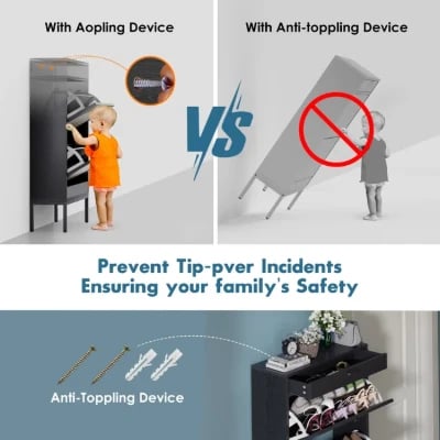 12 Pairs Manufactured Wood Shoe Storage Cabinet