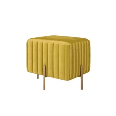 Miro – Upholstered Ottoman with Luxurious Fabric and Golden Metal Legs