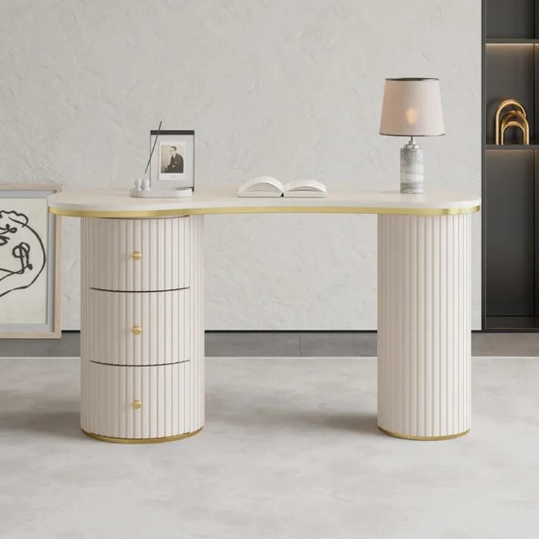 صورة هيتاتشي – مكتب مكتبي من الخشب الطبيعي مع قاعدتين جانبيتين