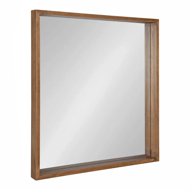 Kate and Laurel Hutton Rustic Wood Square Mirror
