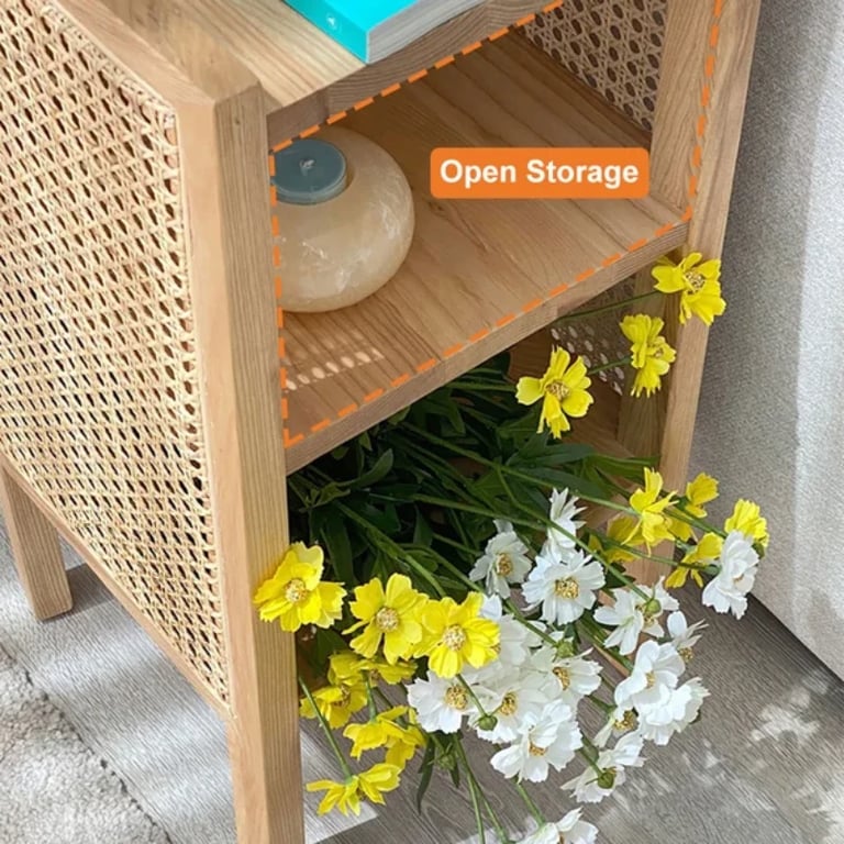 Picture of Klay Rattan Nightstand with natural wood