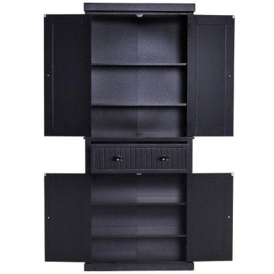 Kity Kitchen Pantry Cabinet – Natural Wood with Dark Modern Finish