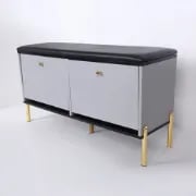 Arvo – Natural Wood Storage Bench with Gold Metal Legs