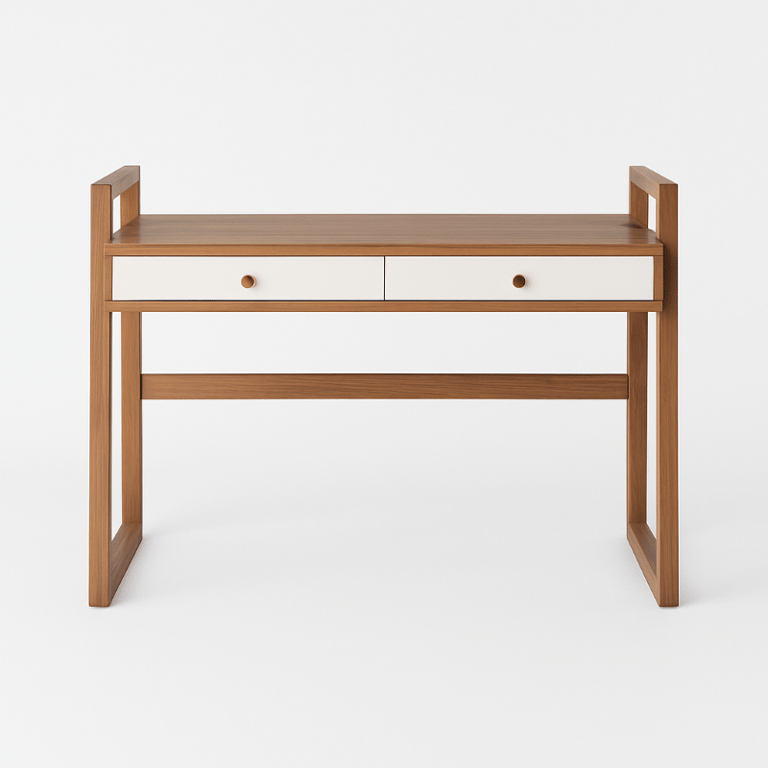 صورة سيڤيرا – مكتب خشب طبيعي بتصميم قابل للسحب والتوسيع