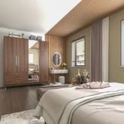 صورة دولاب خشب طبيعي مع مرآة - ميرامير