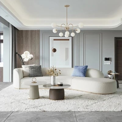 Picture of Mora Curved Sectional Sofa – Natural Wood Base